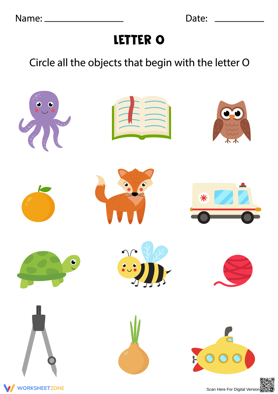 Letter O Beginning Sounds Worksheet | Grade K Essential - Page 1