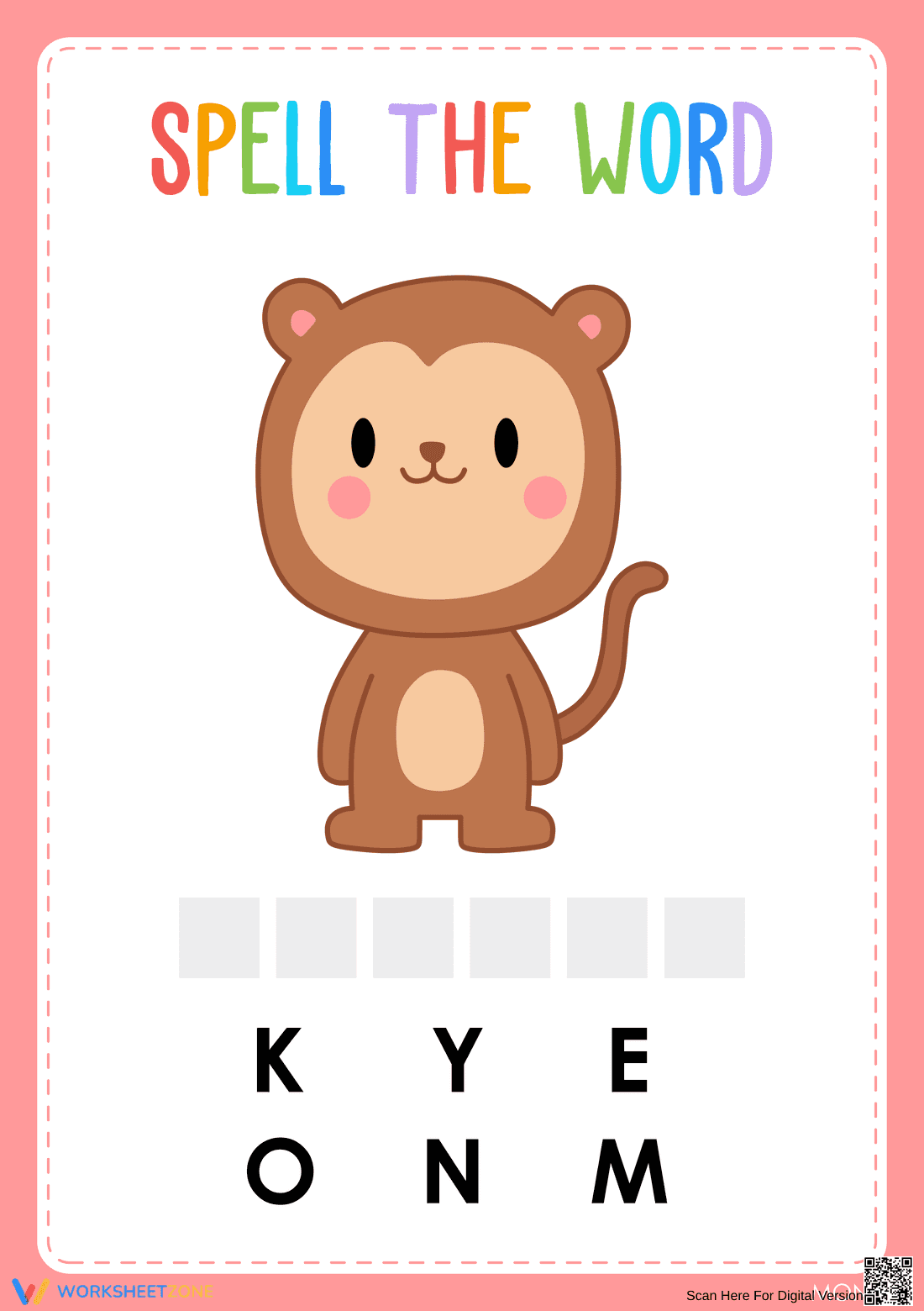 Animal Spelling Worksheet | Essential Grade K ELA - Page 1