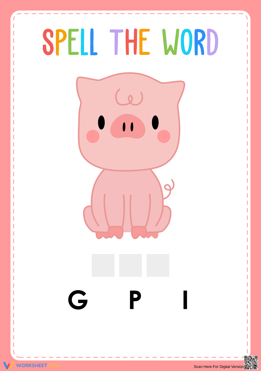 Animal Spelling Worksheet | Essential Grade K ELA - Page 1