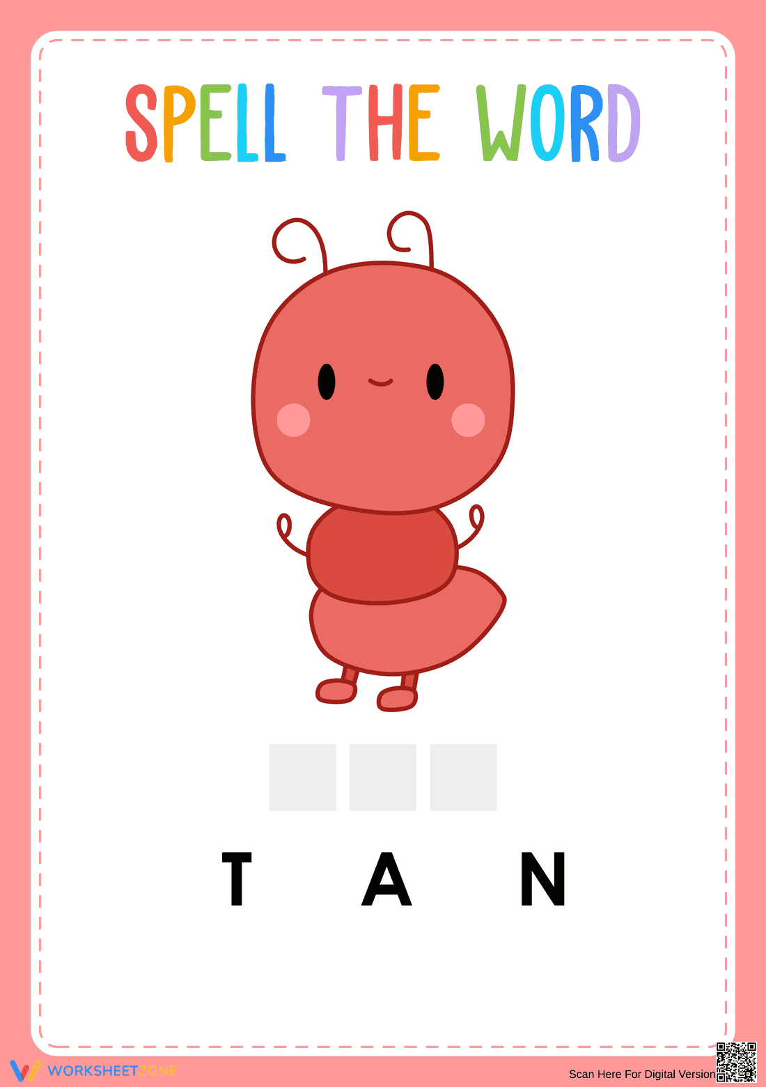 Printable Animal Spelling Worksheet | Grade K - Page 1