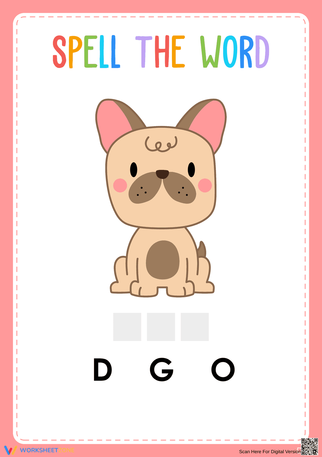 Printable Animal Spelling Worksheet | Grade K ELA - Page 1