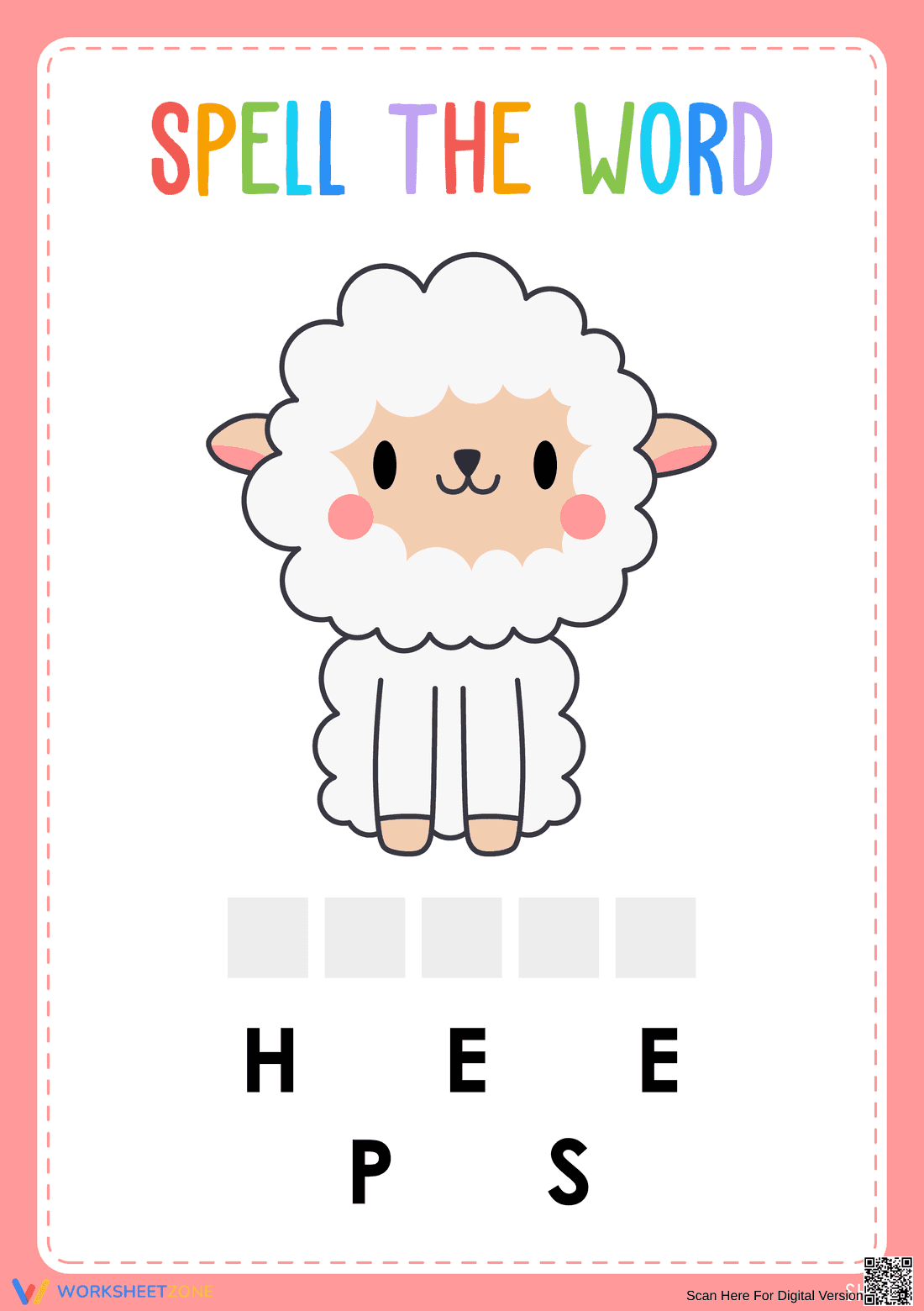 Animal Spelling Worksheet | Essential Grade K ELA - Page 1