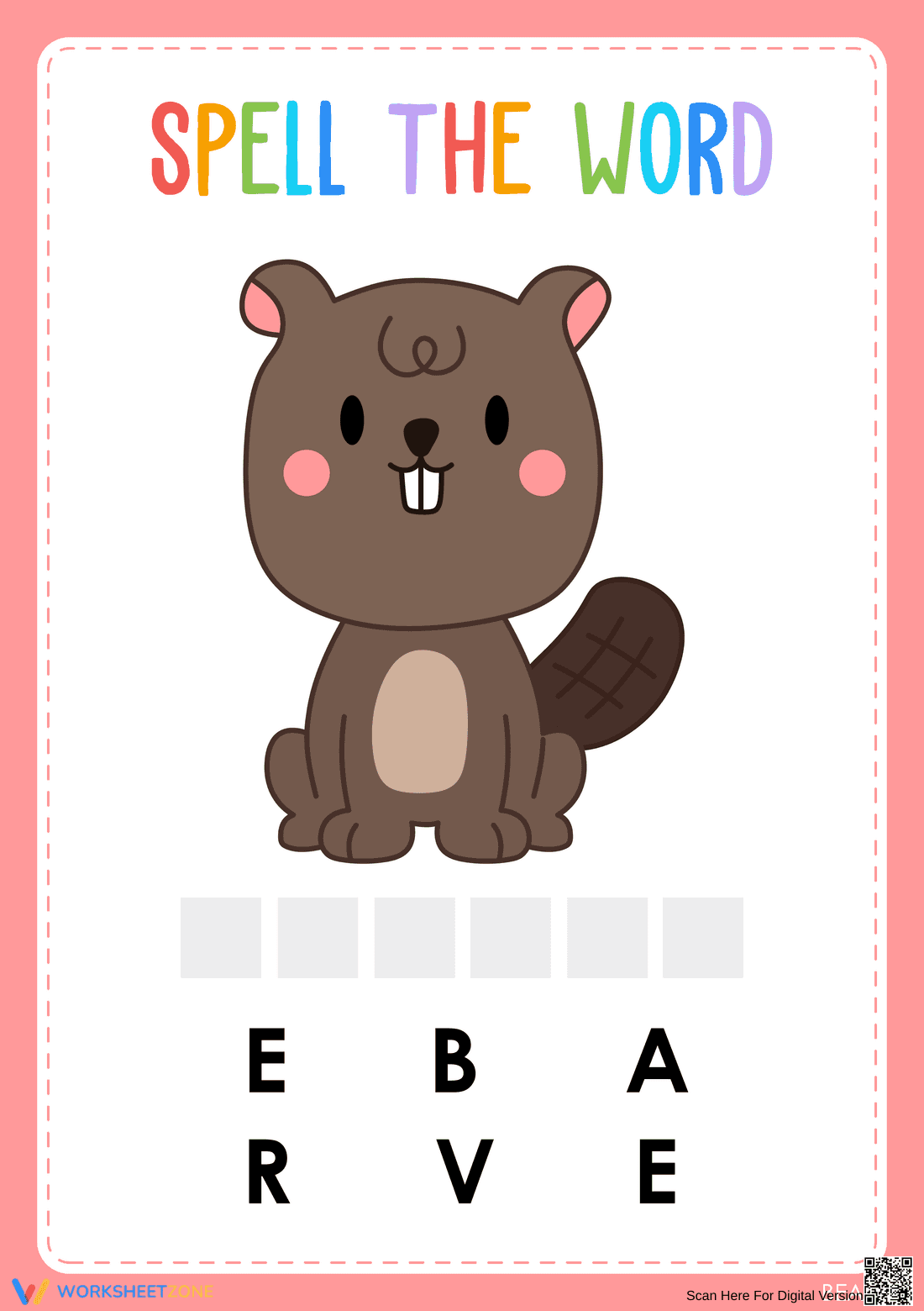 Printable Animal Spelling Worksheet | Grade K - Page 1
