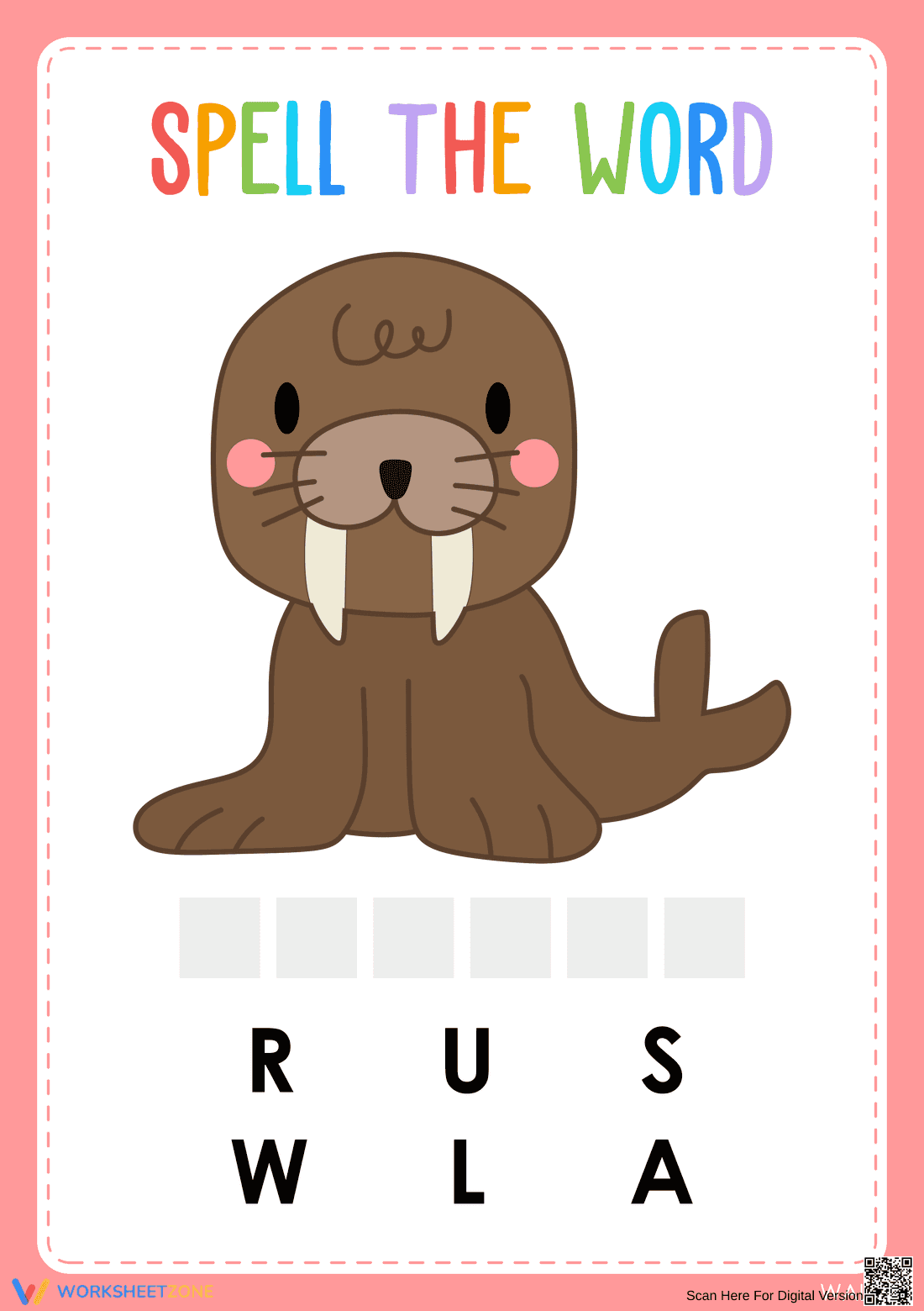 Animal Spelling Worksheet | Kindergarten Essential - Page 1