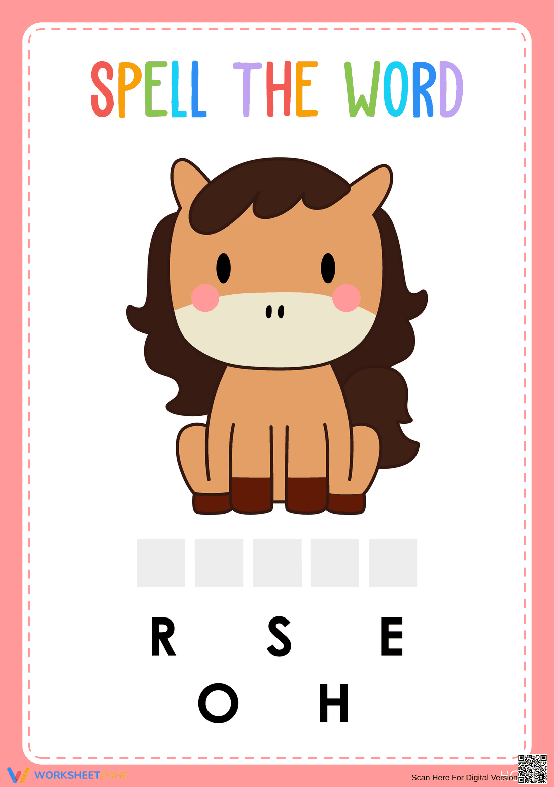 Printable Animal Spelling Worksheet | Grade K ELA - Page 1
