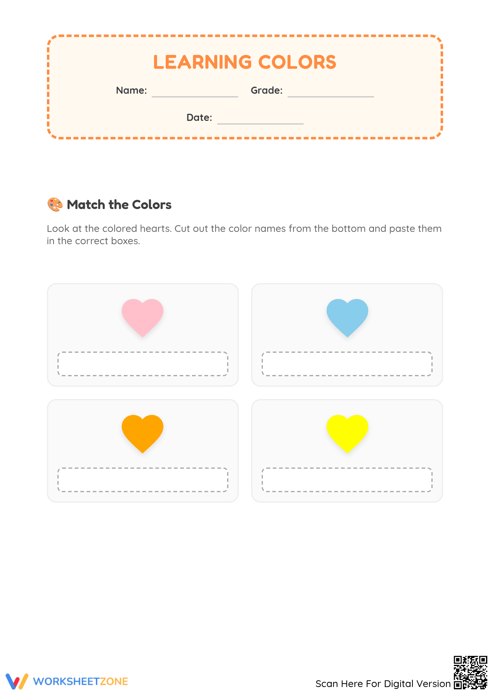 Essential Color Words Worksheet | Kindergarten ELA - Page 1