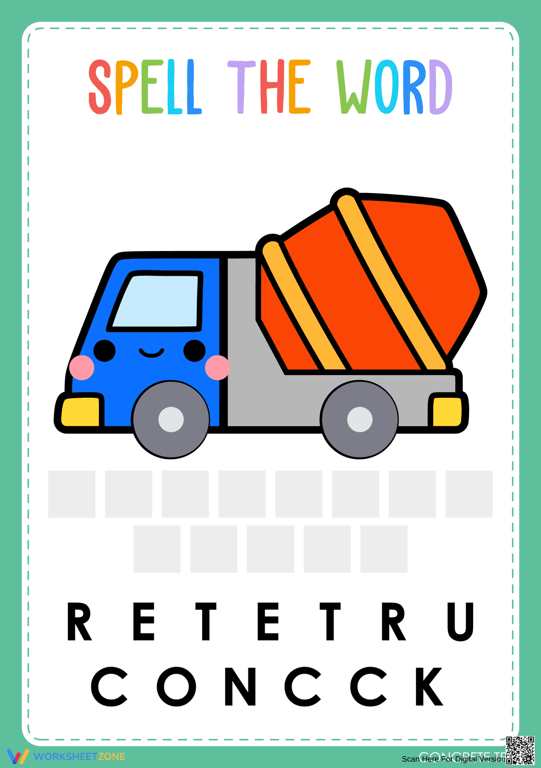 Transportation Spelling Worksheet | Essential Preschool ELA - Page 1