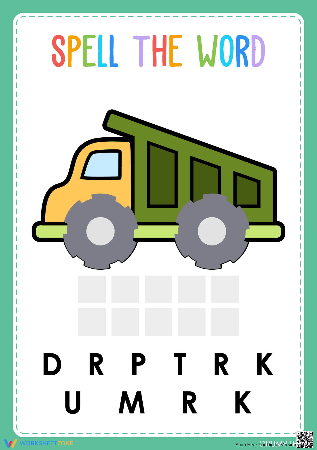Printable Transportation Spelling Worksheet | Pre-K ELA - Page 1