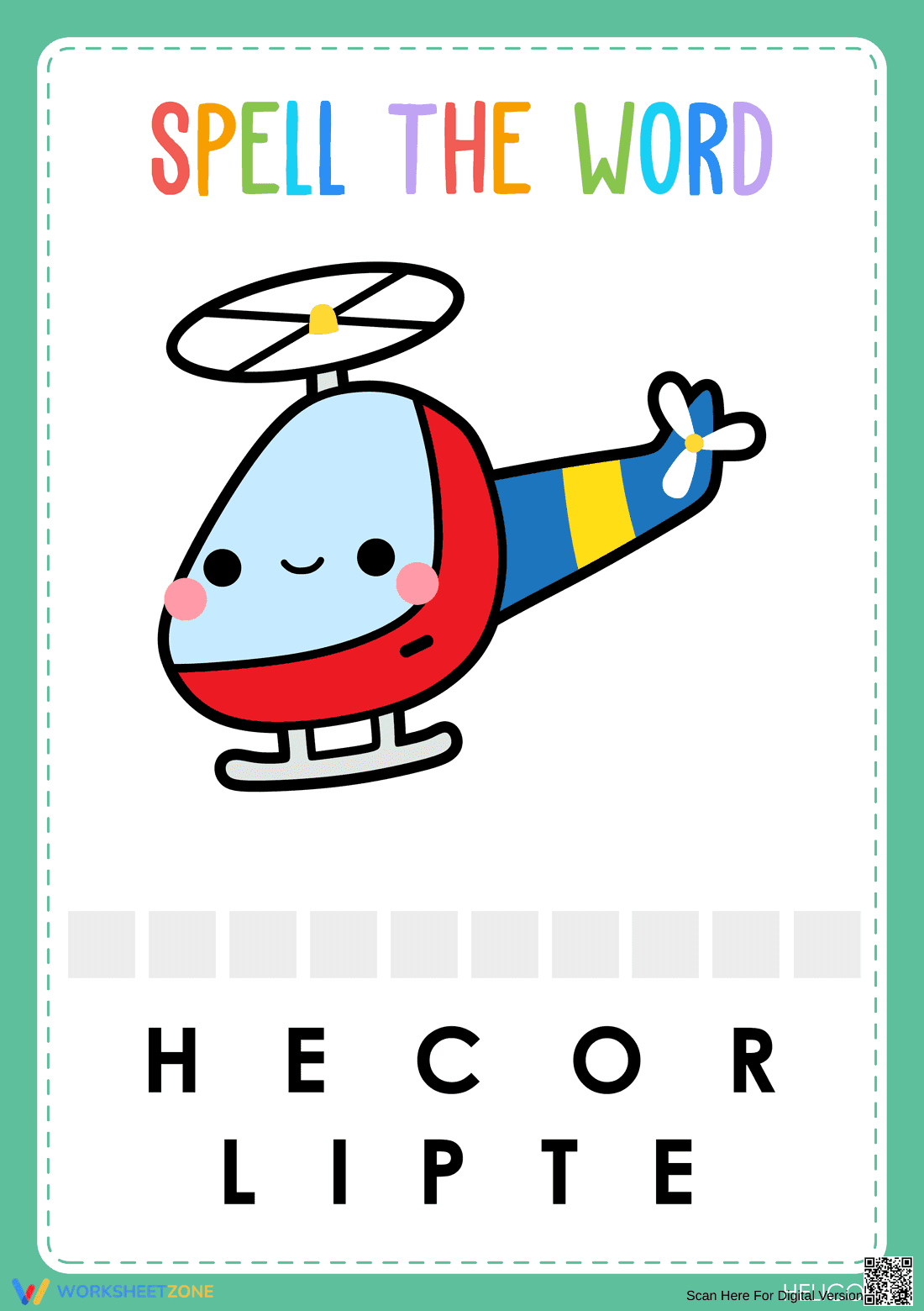 Essential Preschool Transportation Spelling Worksheet - Page 1