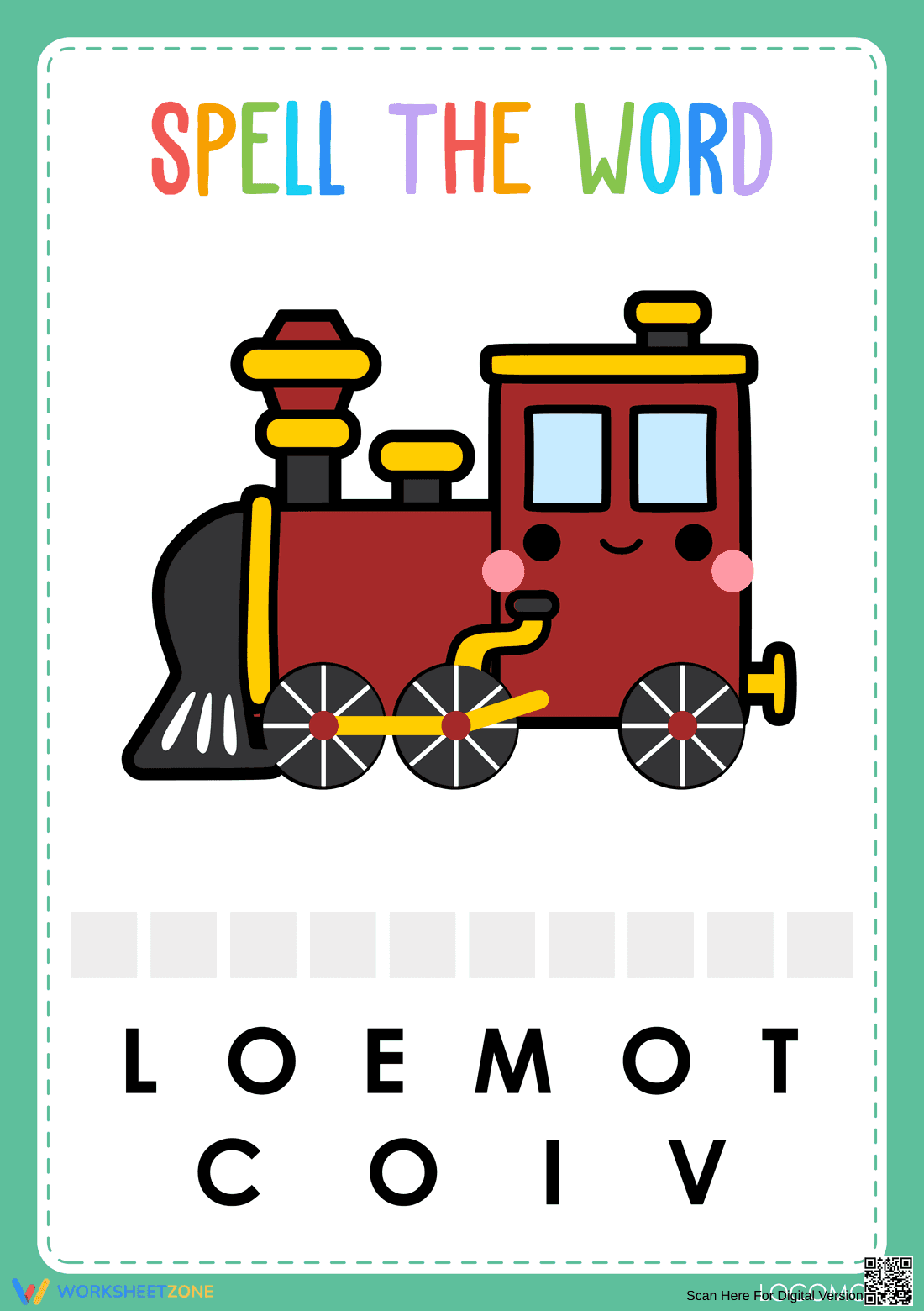 Transportation Spelling Worksheet | Essential Preschool ELA - Page 1