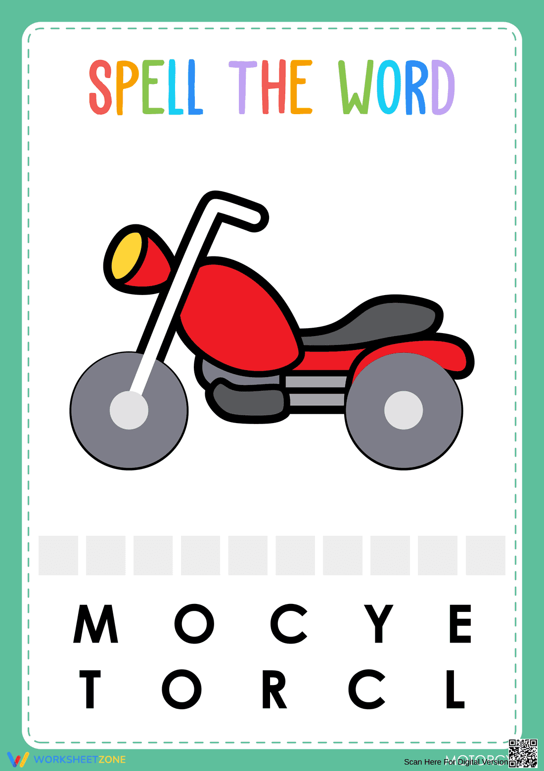 Preschool Spelling Worksheet | Printable Transportation - Page 1