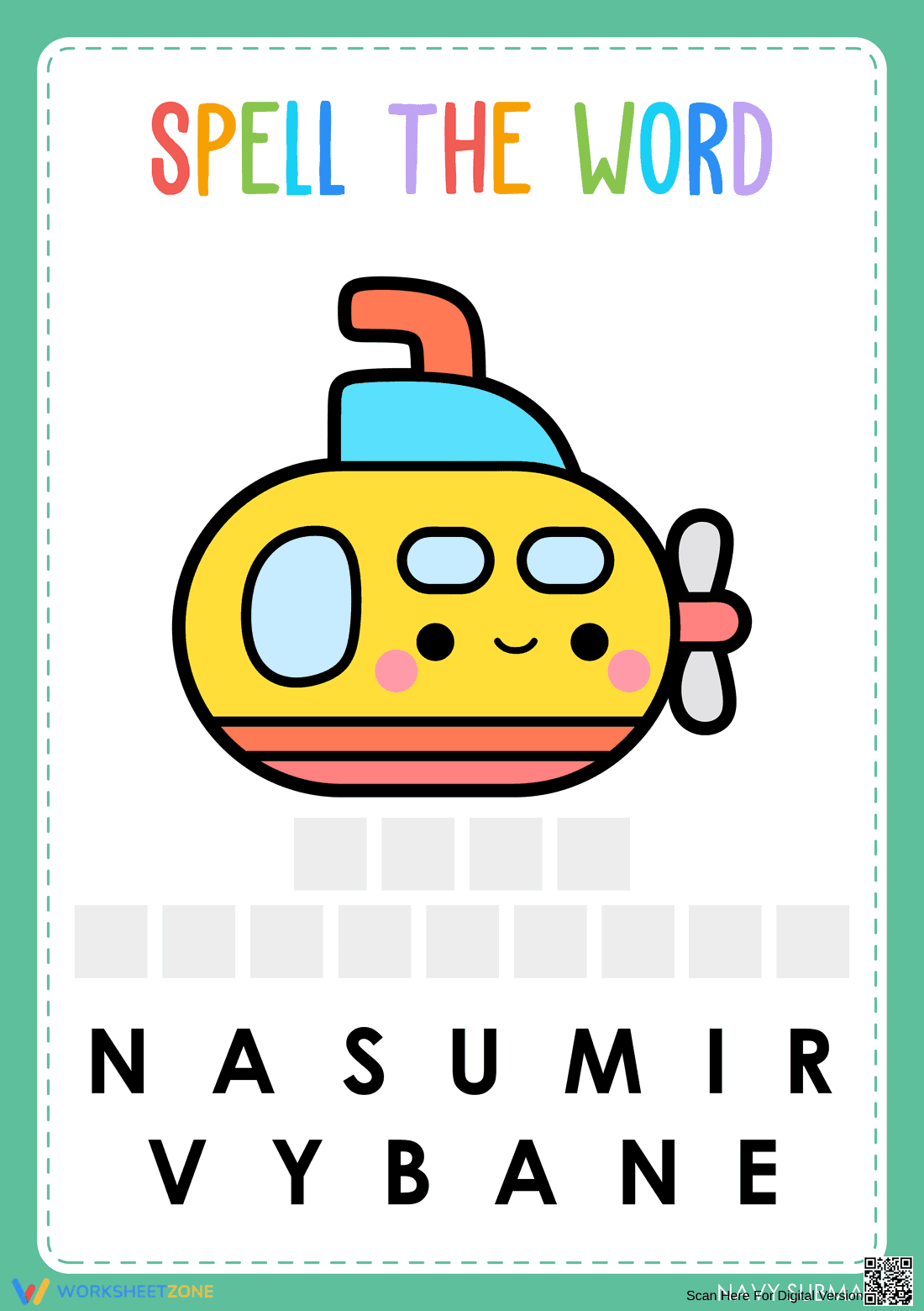 Preschool Spelling Worksheet | Printable Transportation - Page 1