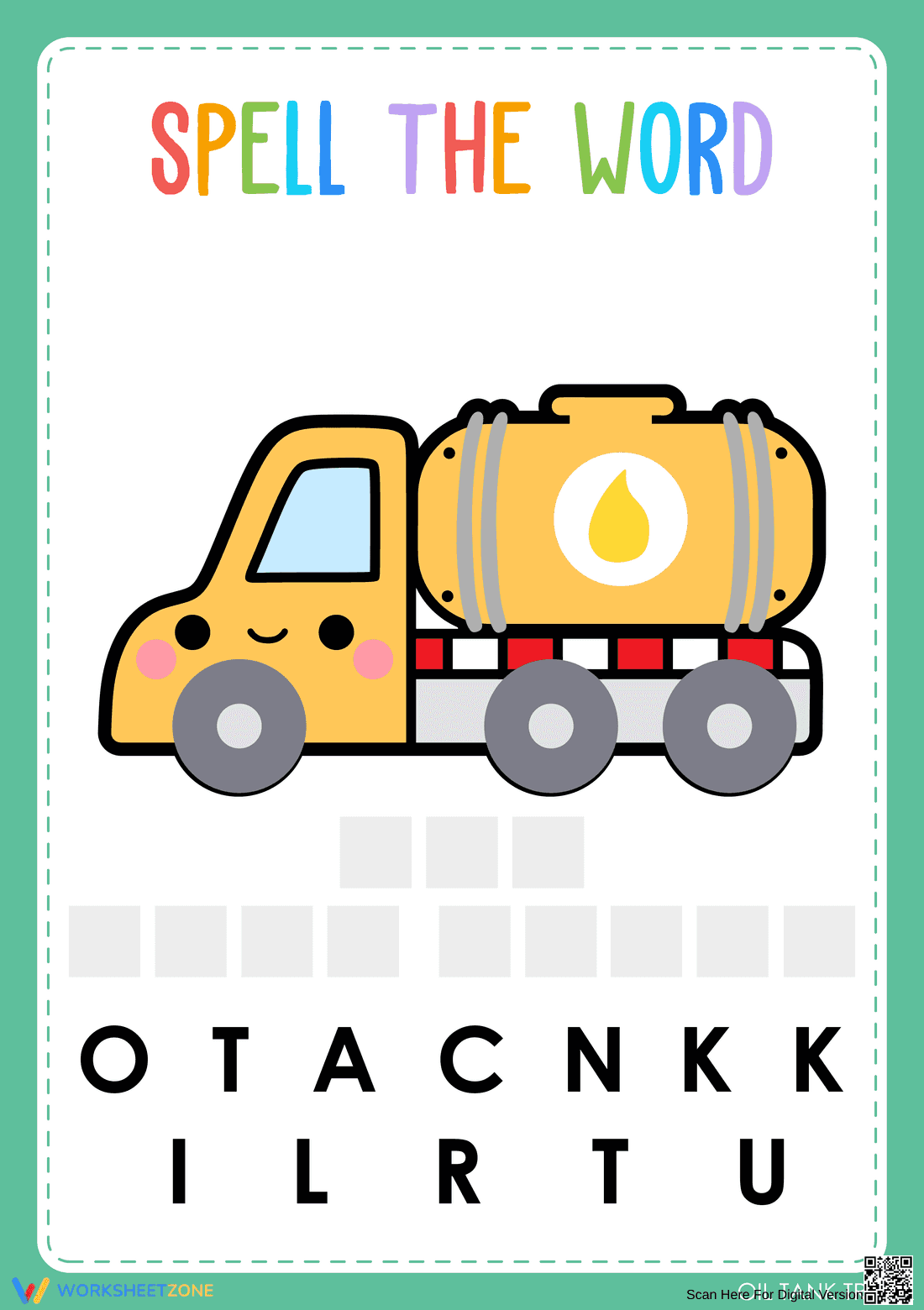 Transportation Spelling Worksheet | Essential Preschool ELA - Page 1