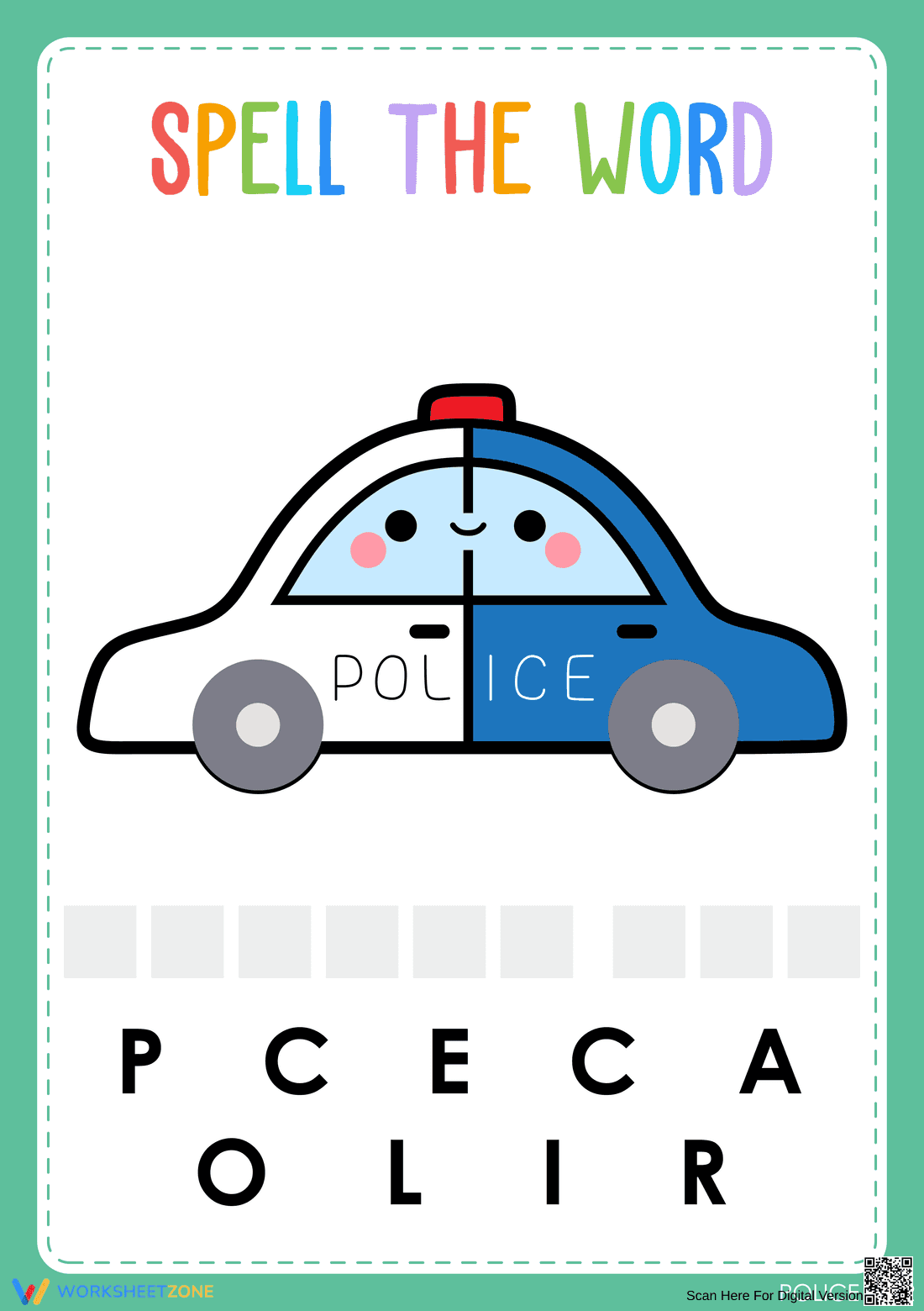 Transportation Spelling Worksheet | Preschool Essential - Page 1