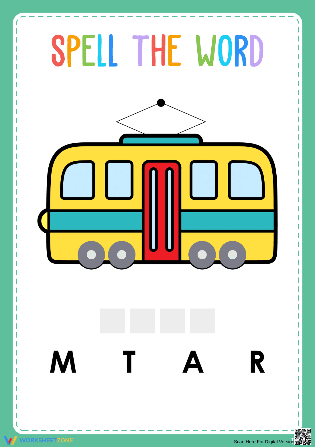 Transportation Spelling Worksheet | Essential Preschool ELA - Page 1