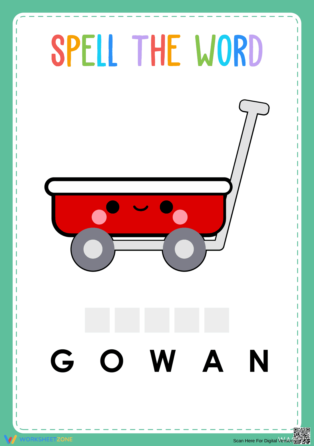 Printable Wagon Spelling Worksheet | Preschool ELA - Page 1