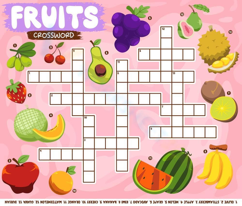 Fruits Crossword - Page 1