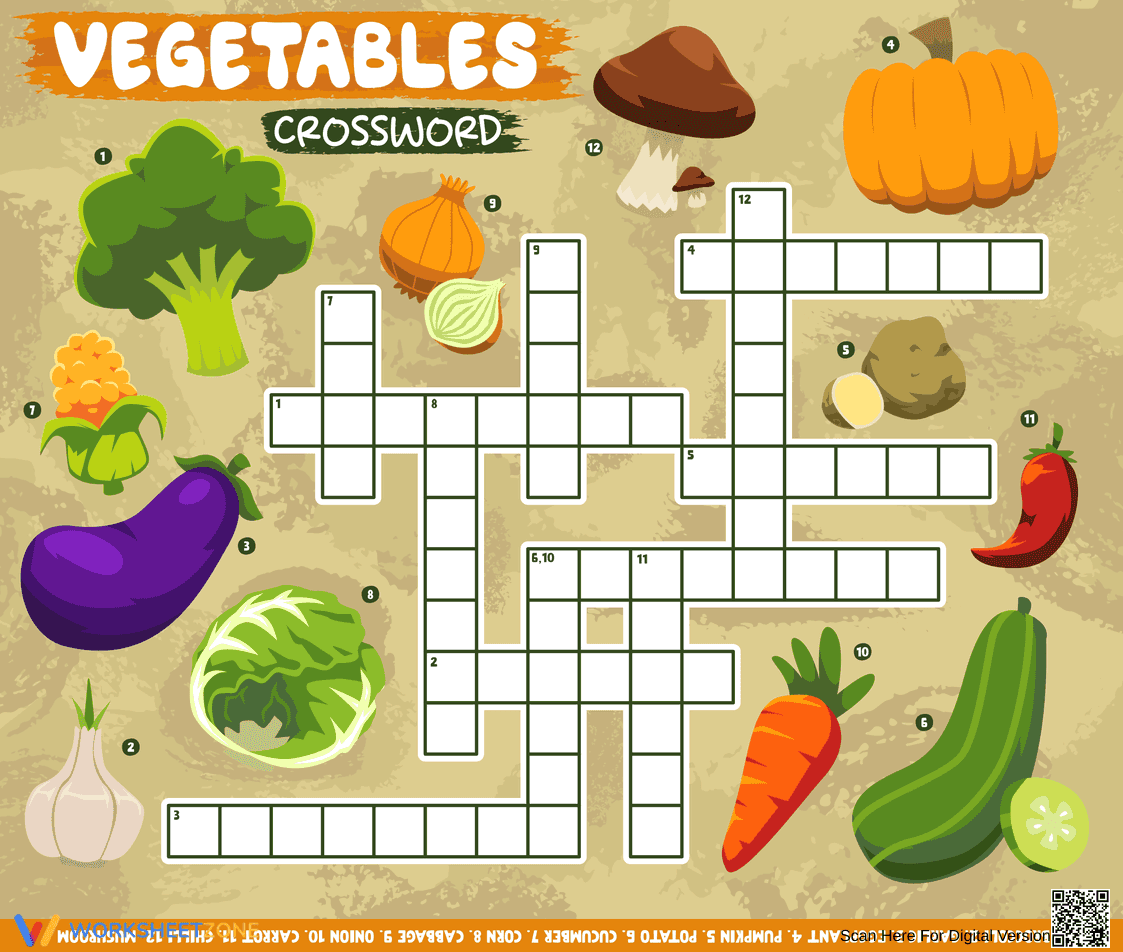 Vegetables Crossword Puzzle - Page 1