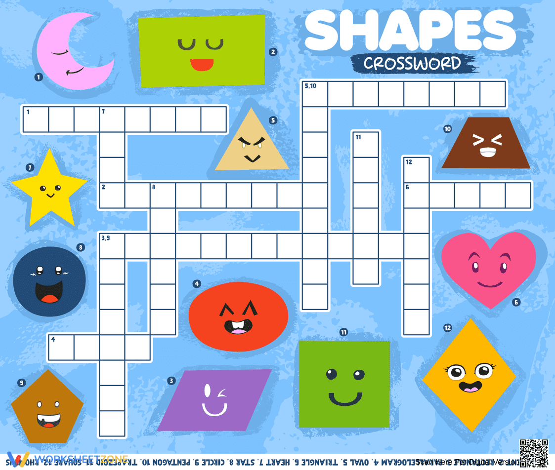 Shapes Crossword Printable | Grade K ELA - Page 1