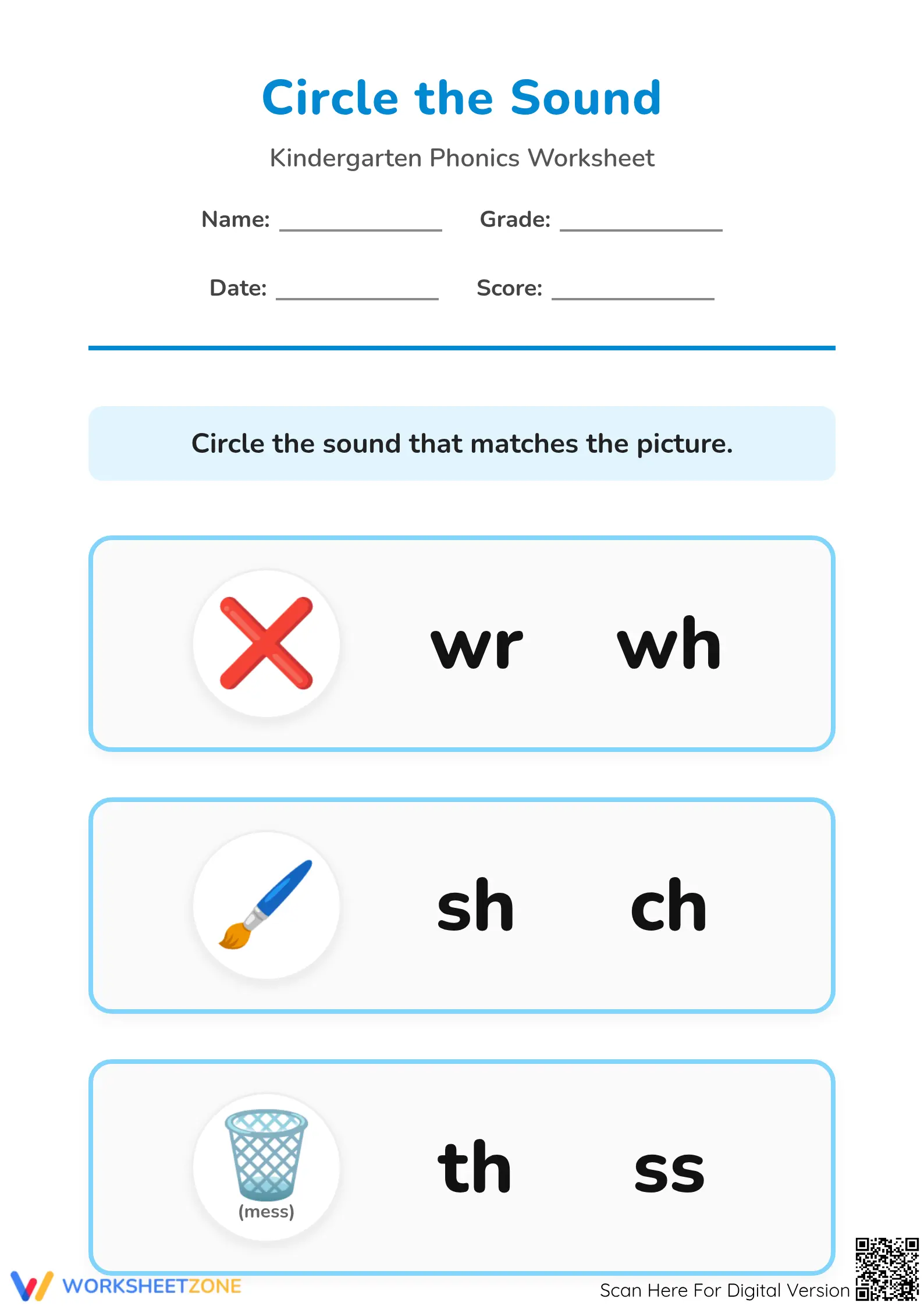 Essential Digraphs Worksheet | Grade K-1 Phonics - Page 1