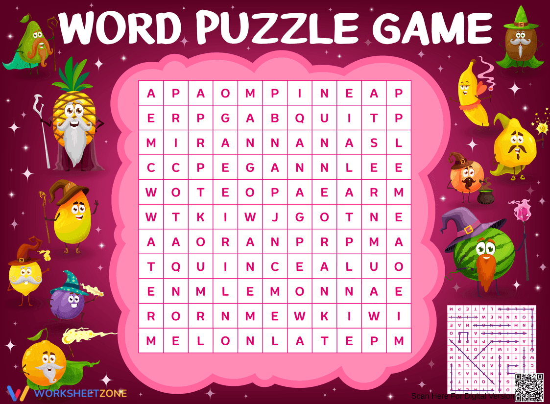 Fruit Word Search Worksheet | Grade 2 Essential - Page 1