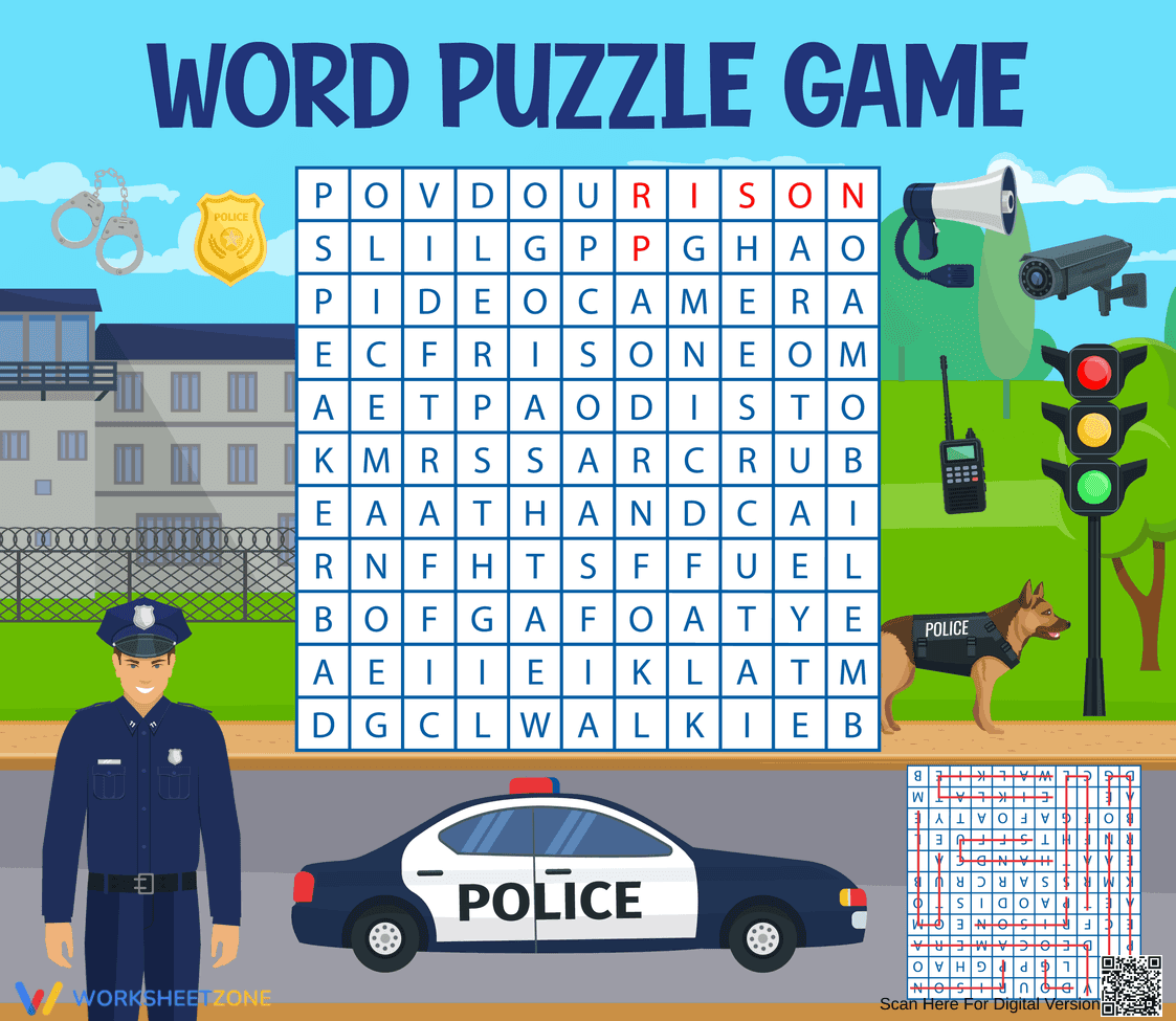 Printable Police Word Search | Grade 2 ELA - Page 1