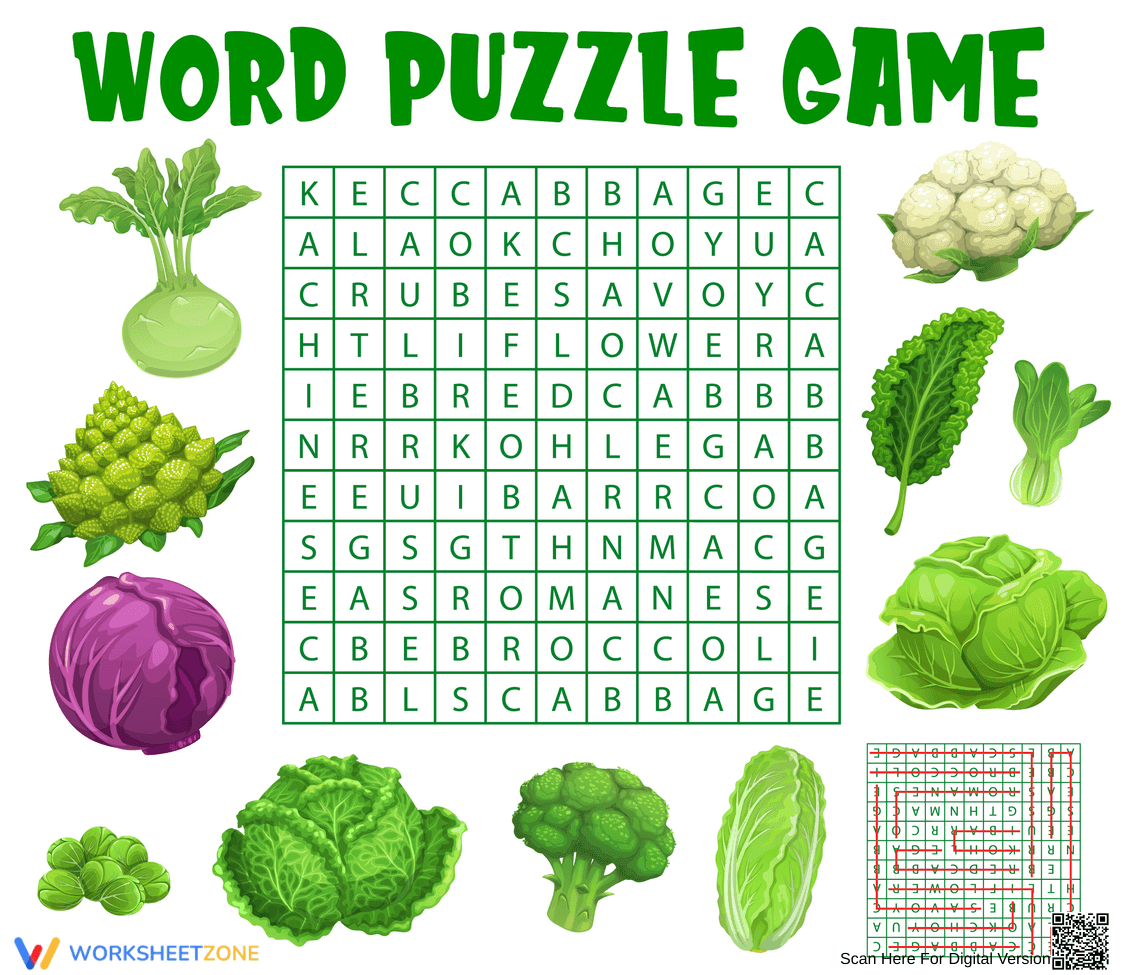 Printable Vegetable Word Search | Grade 2 - Page 1