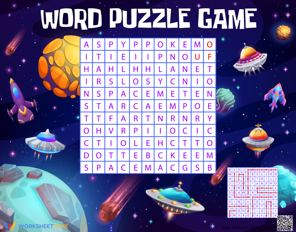 Space Word Search Worksheet | Grade 2 Printable - Page 1