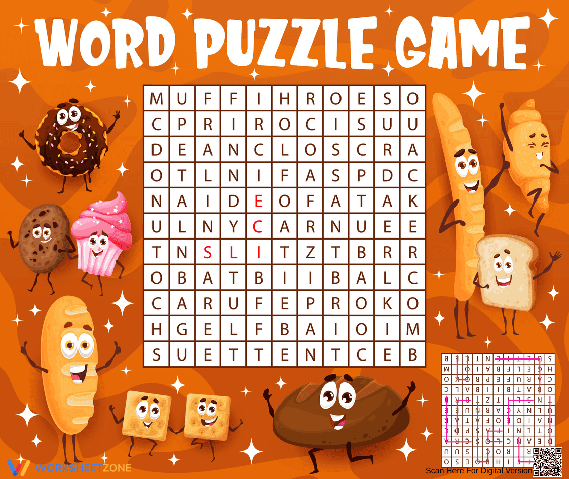 Printable Bakery Word Search Puzzle | Grade 2-3 - Page 1