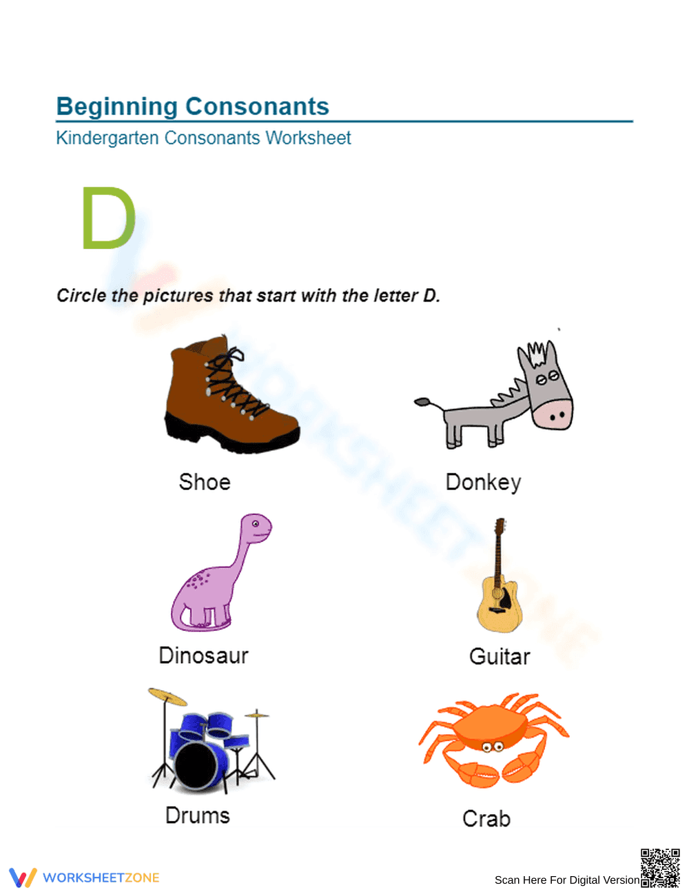 Pre-K Letter D Sounds — Printable No-Prep Worksheet - Page 1
