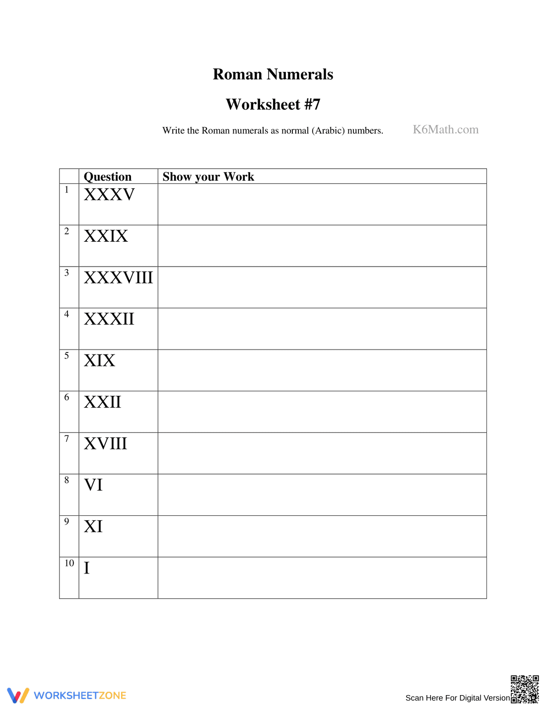 Practice Converting Roman Numerals with this Worksheet - Page 1