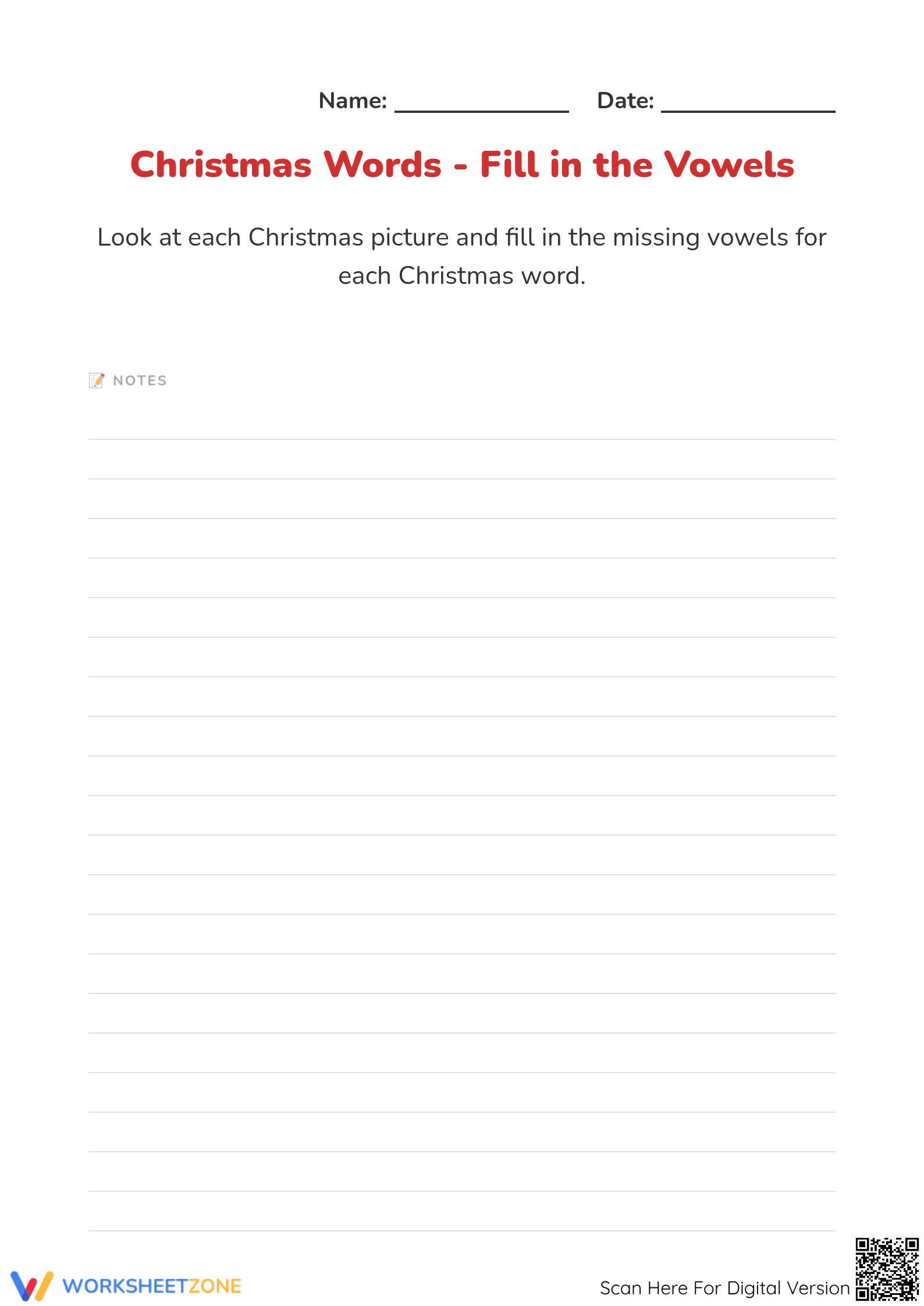 Printable Missing Vowels Worksheet | Preschool ELA - Page 1