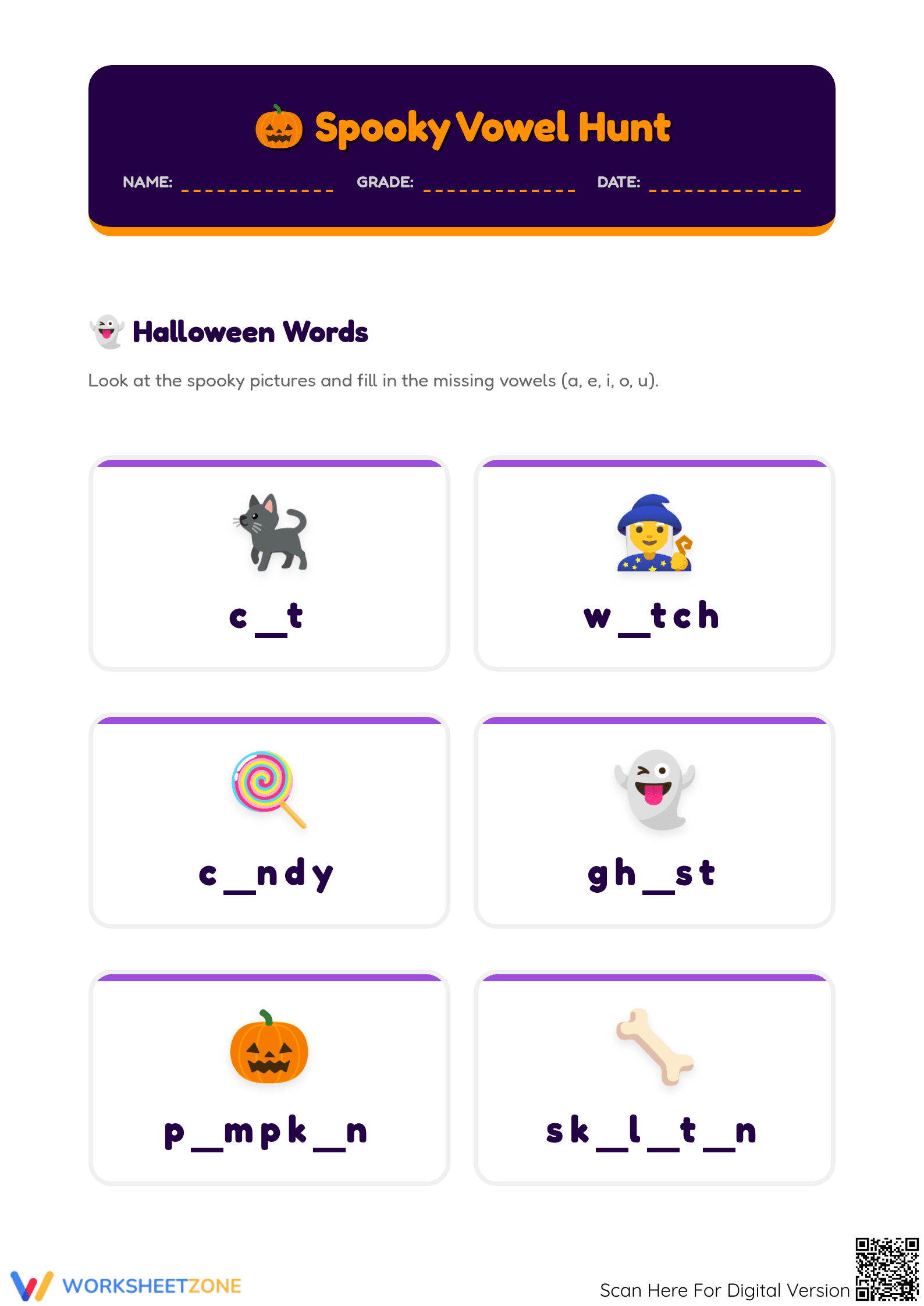 Halloween Vowel Practice | Essential Preschool ELA - Page 1