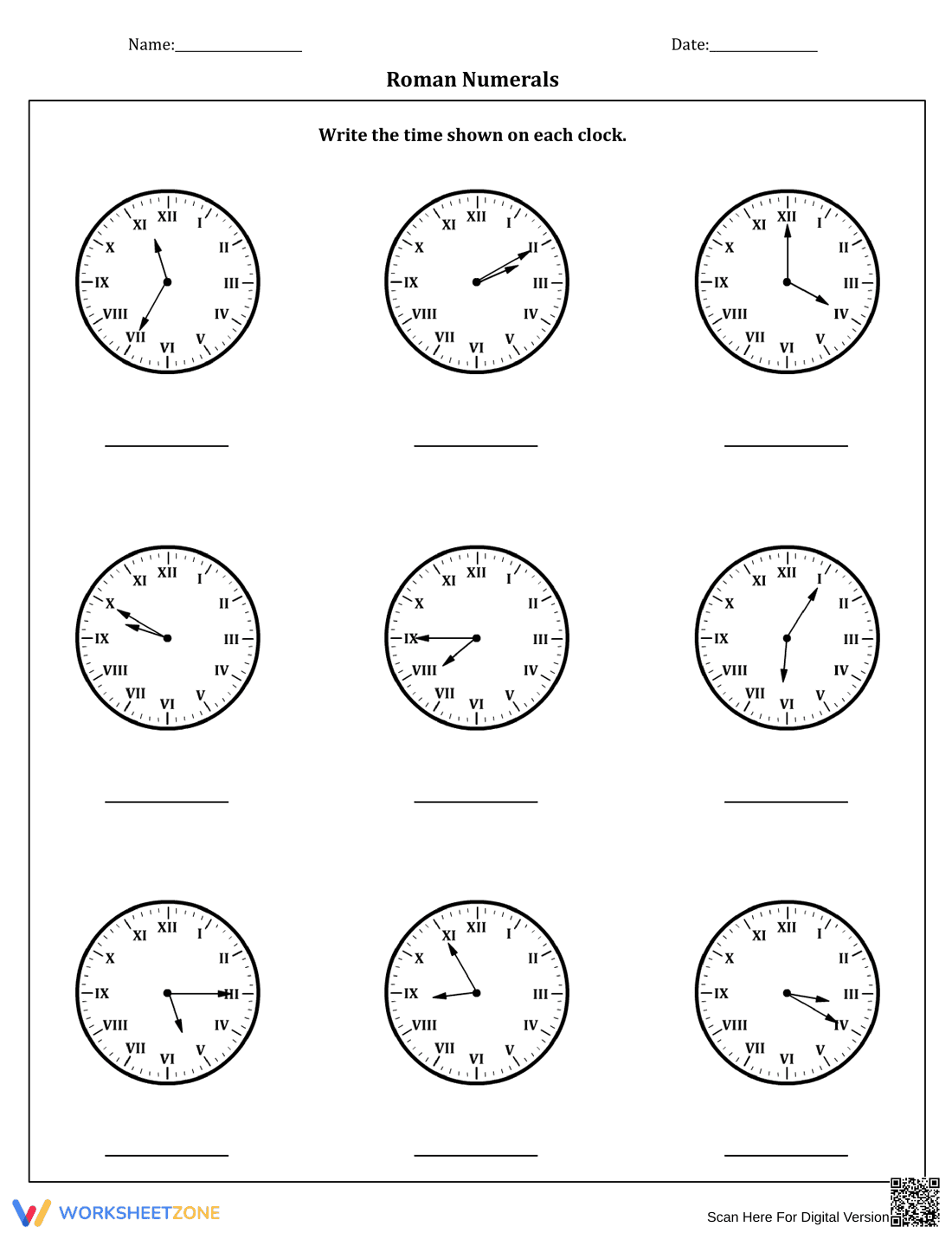 Telling Time with Roman Numerals Made Easy - Page 1