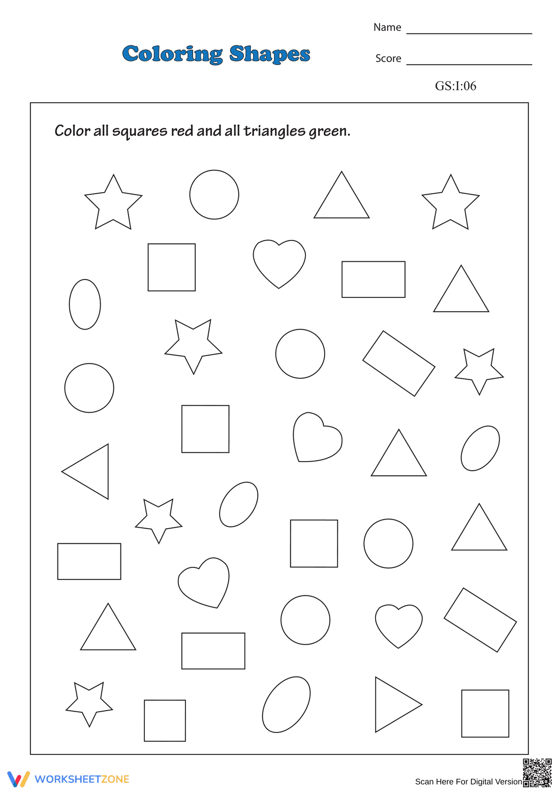 Fun Coloring Shapes Worksheet for Kids - Page 1