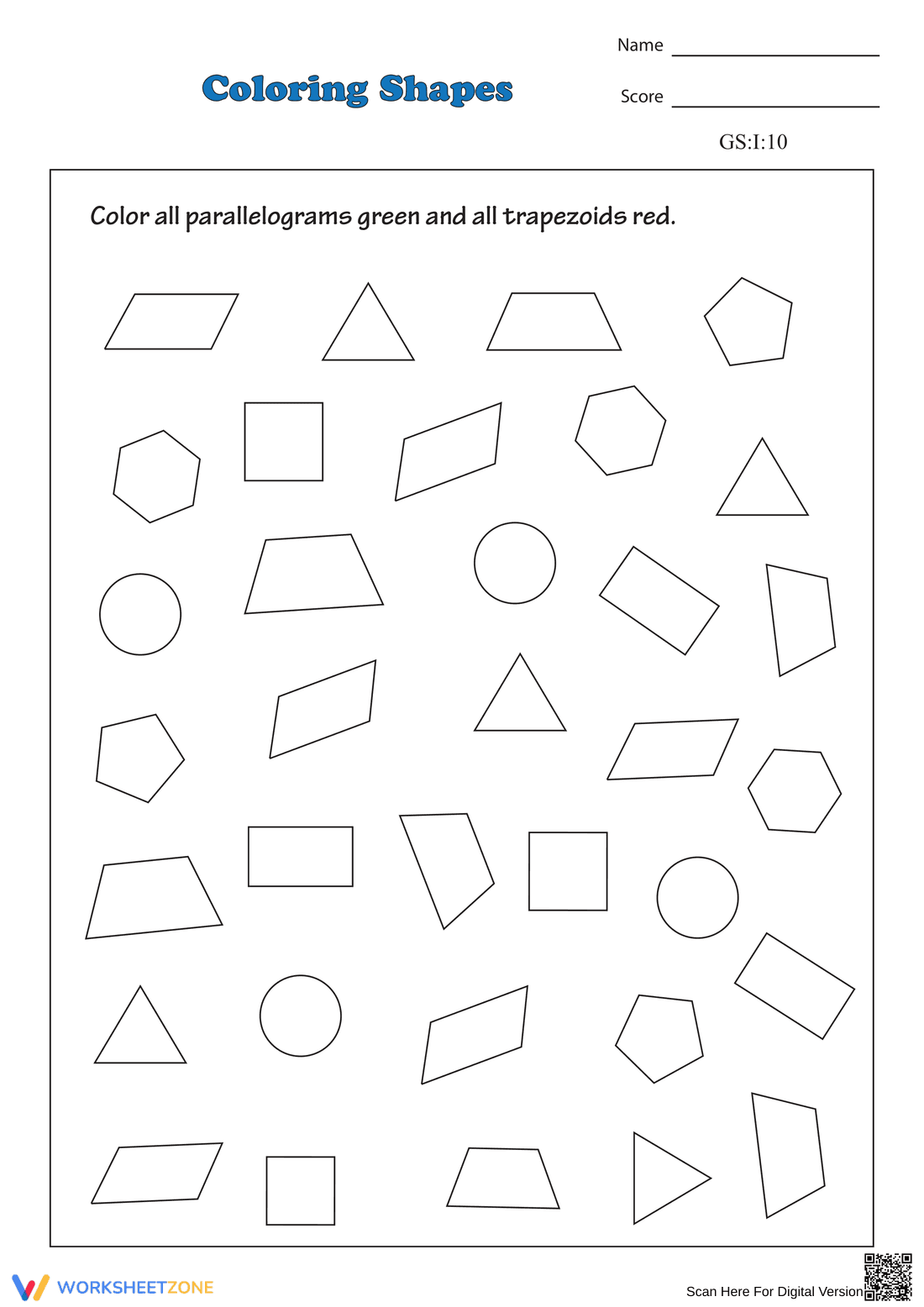 Creative Worksheet for Coloring Shapes and Learning - Page 1