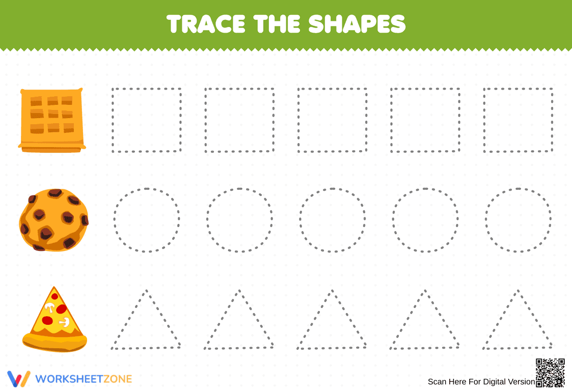 Kids Learn Shapes: Tracing Shapes Practice - Page 1