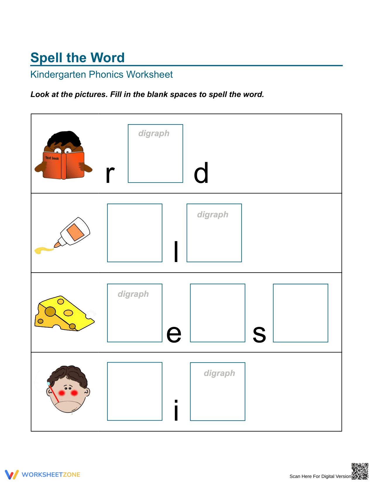 Essential Digraph Spelling Worksheet | Grade 1 Phonics - Page 1