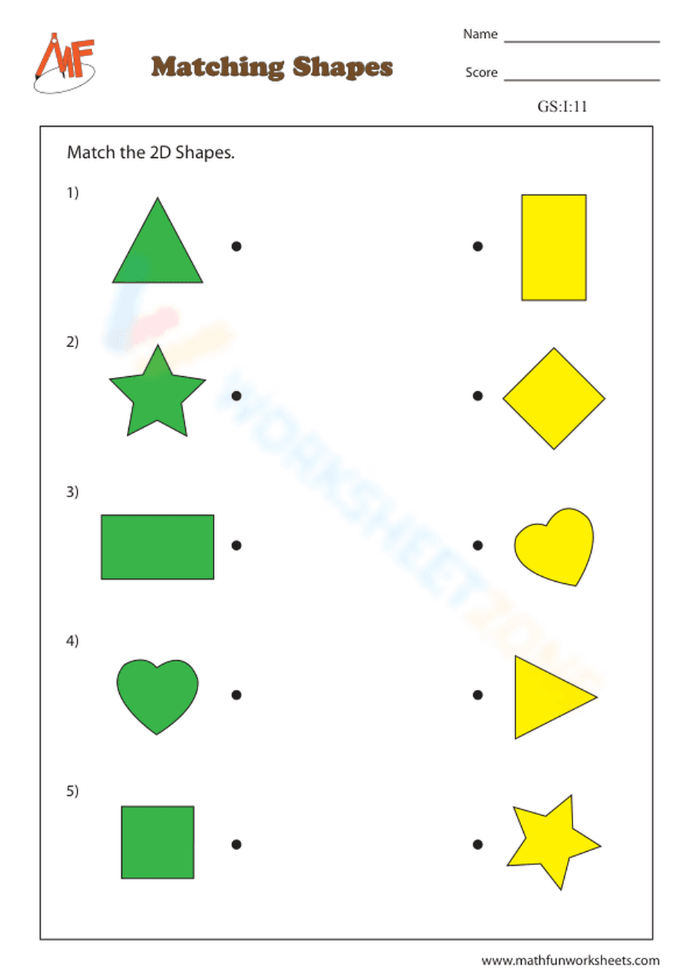 Matching Shapes Worksheet - Page 1
