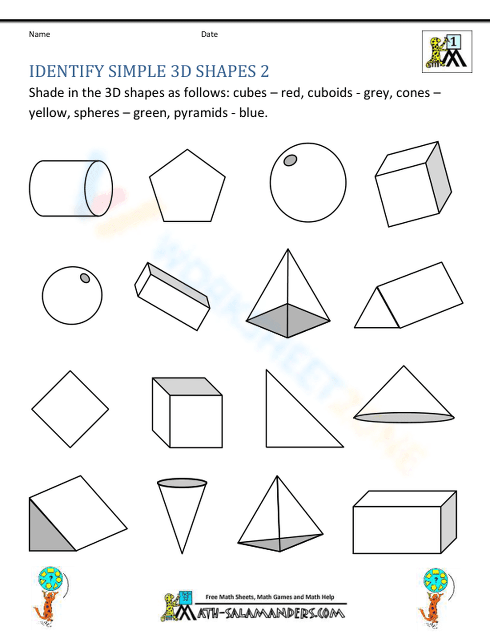 Identify Simple 3D Shapes - Page 1