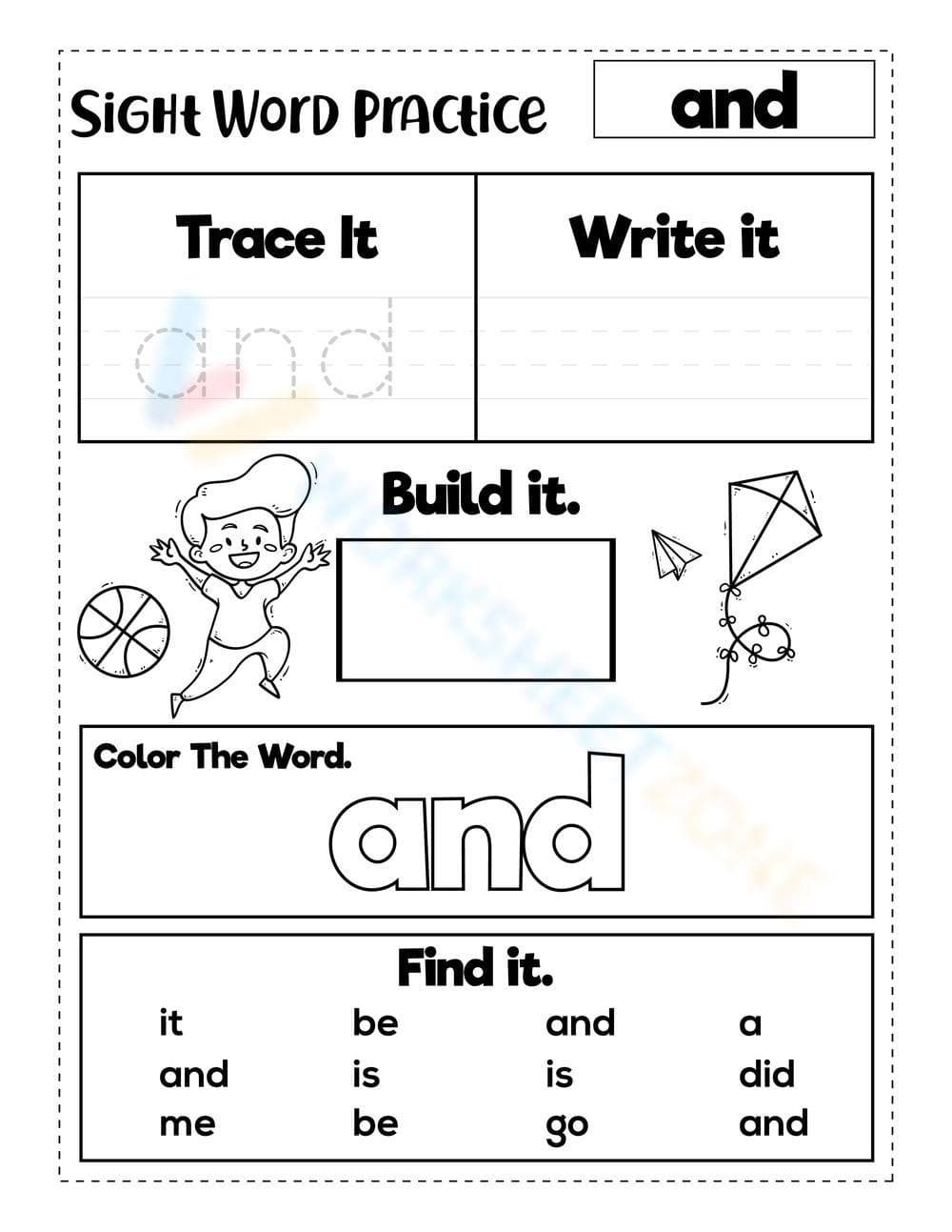 Sight Word "and" - Page 1