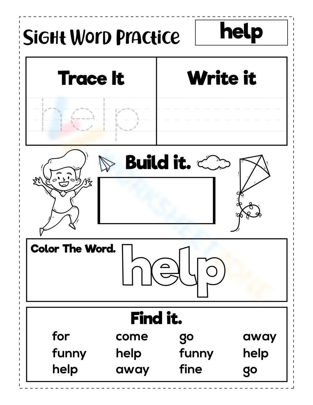 Sight Word "help" Practice | Essential Grade K-1 ELA - Page 1
