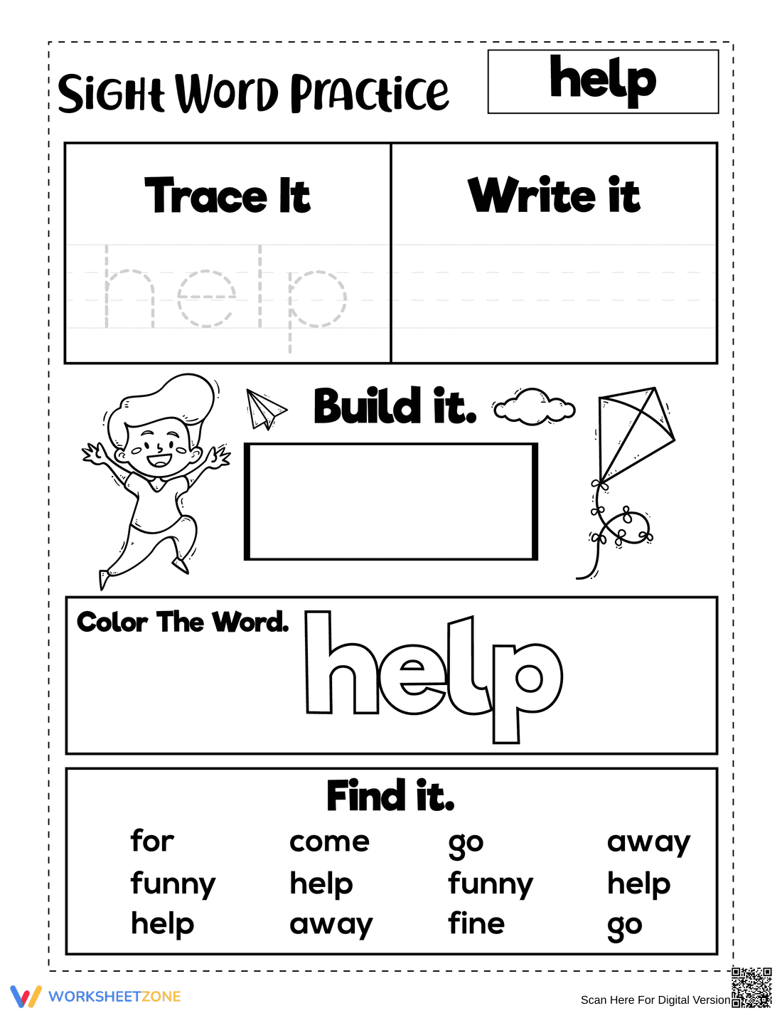 Sight Word "help" Practice | Essential Grade K-1 ELA - Page 1
