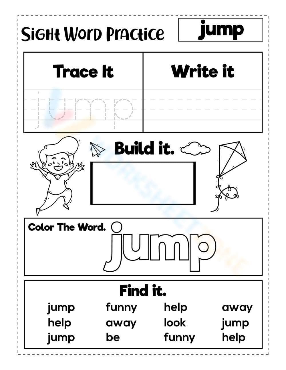 Sight Word "jump" - Page 1