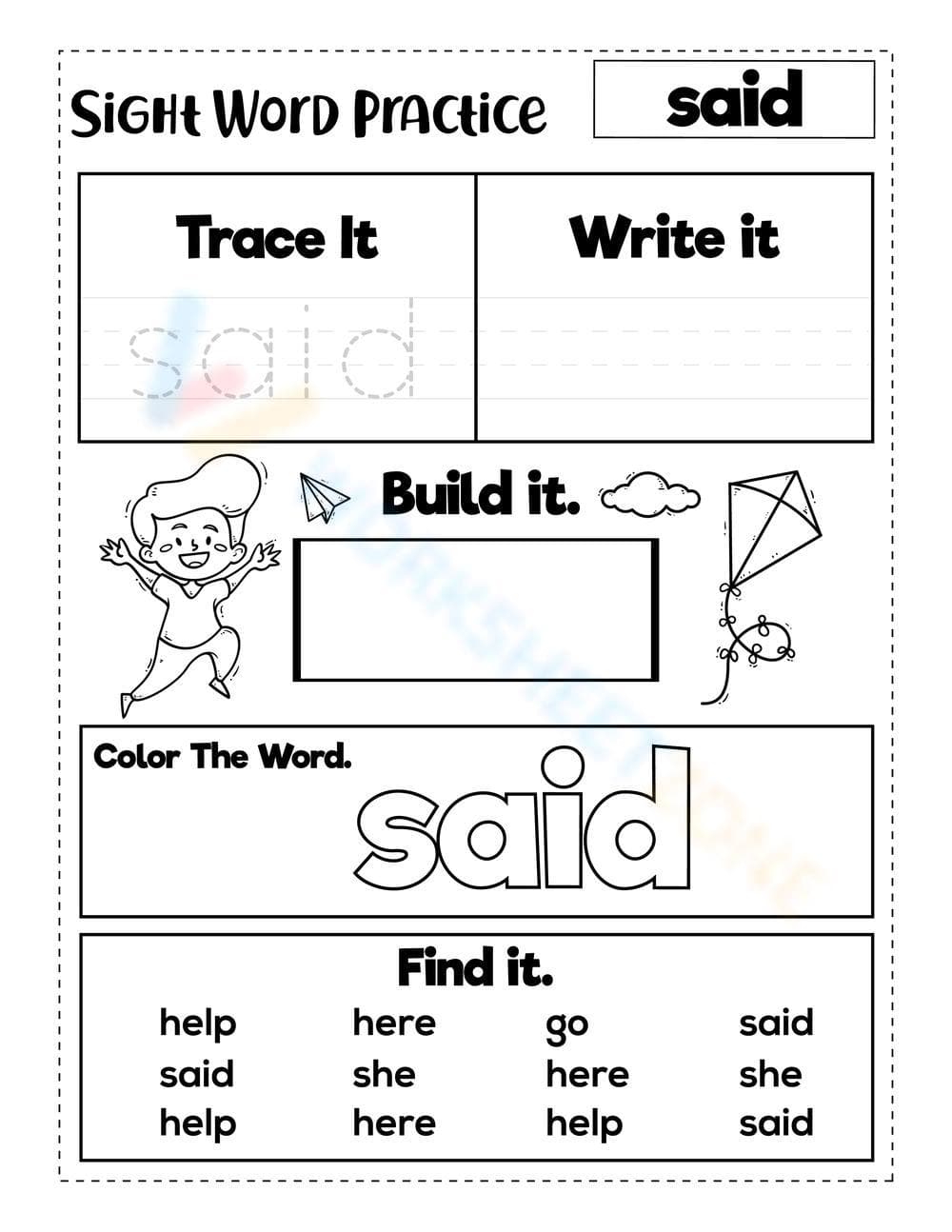 Sight Word "said" - Page 1