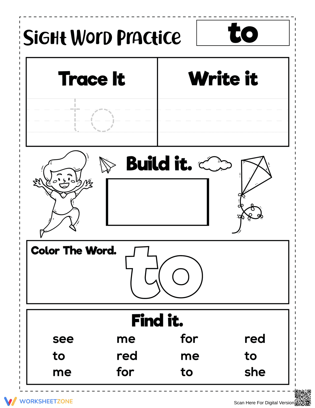 Sight Word "to" Worksheet | Kindergarten Essential - Page 1