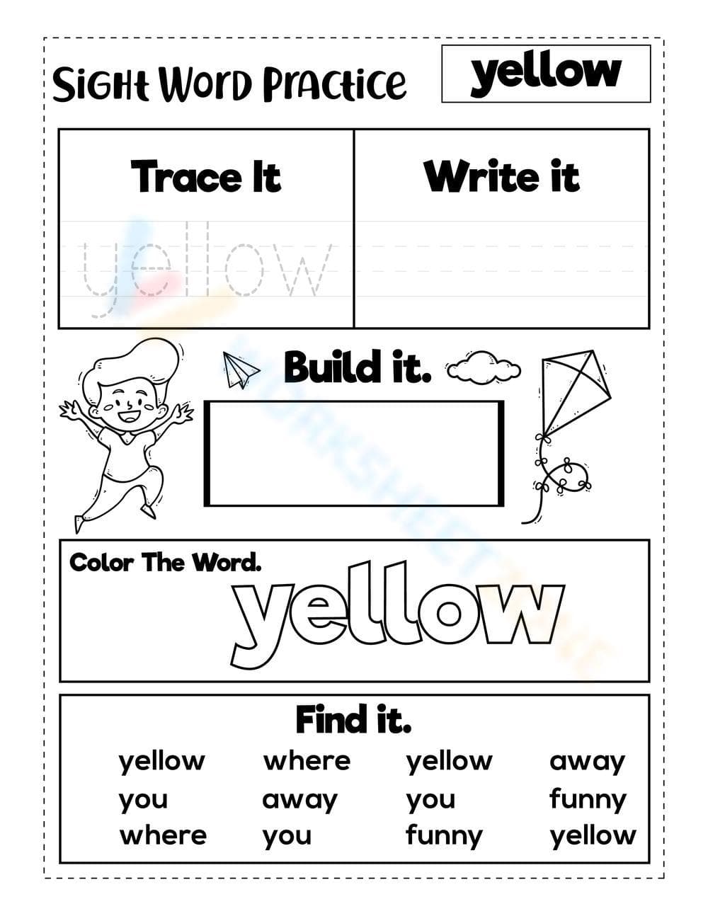 Sight Word "yellow" - Page 1