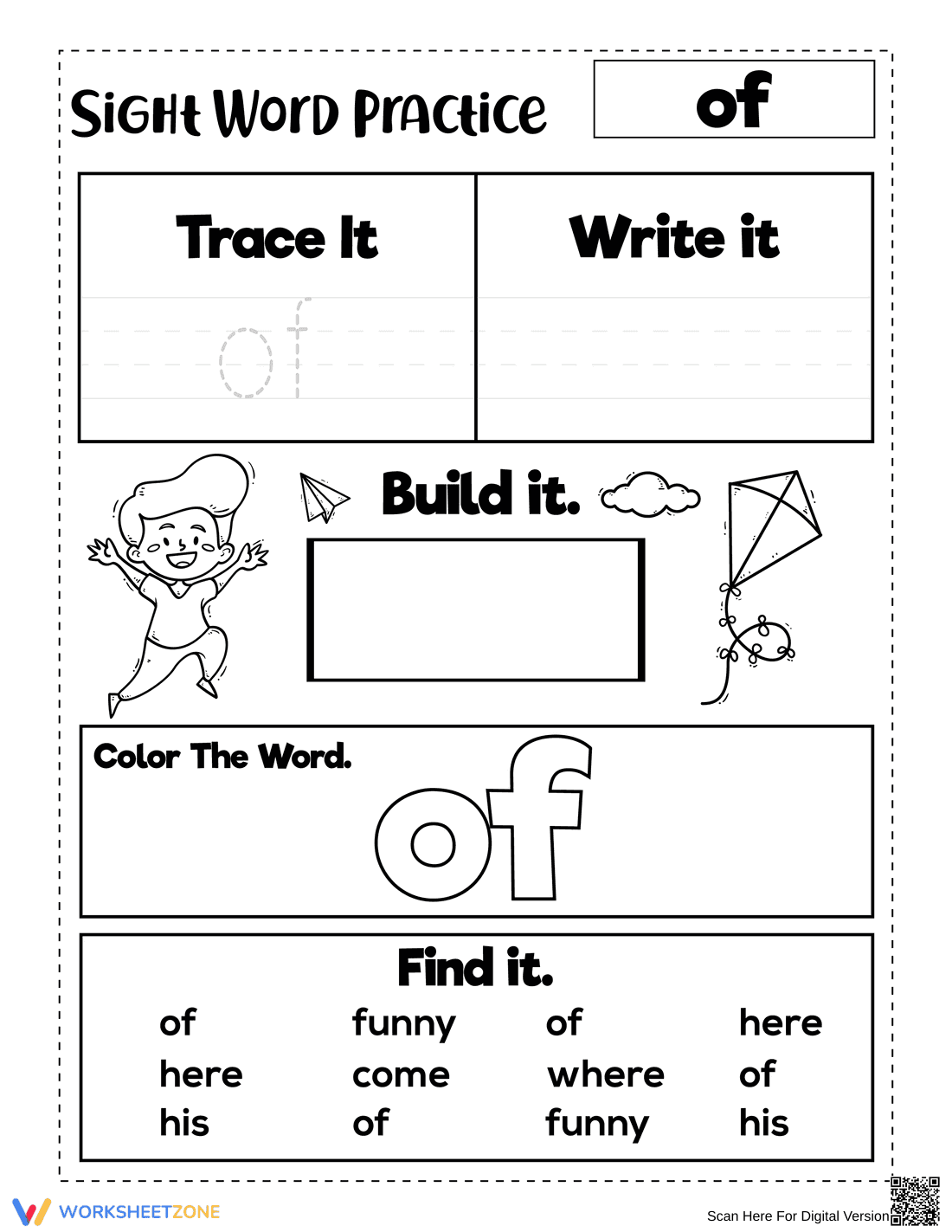 Sight Word "of" Worksheet | Grade K-1 Essential - Page 1