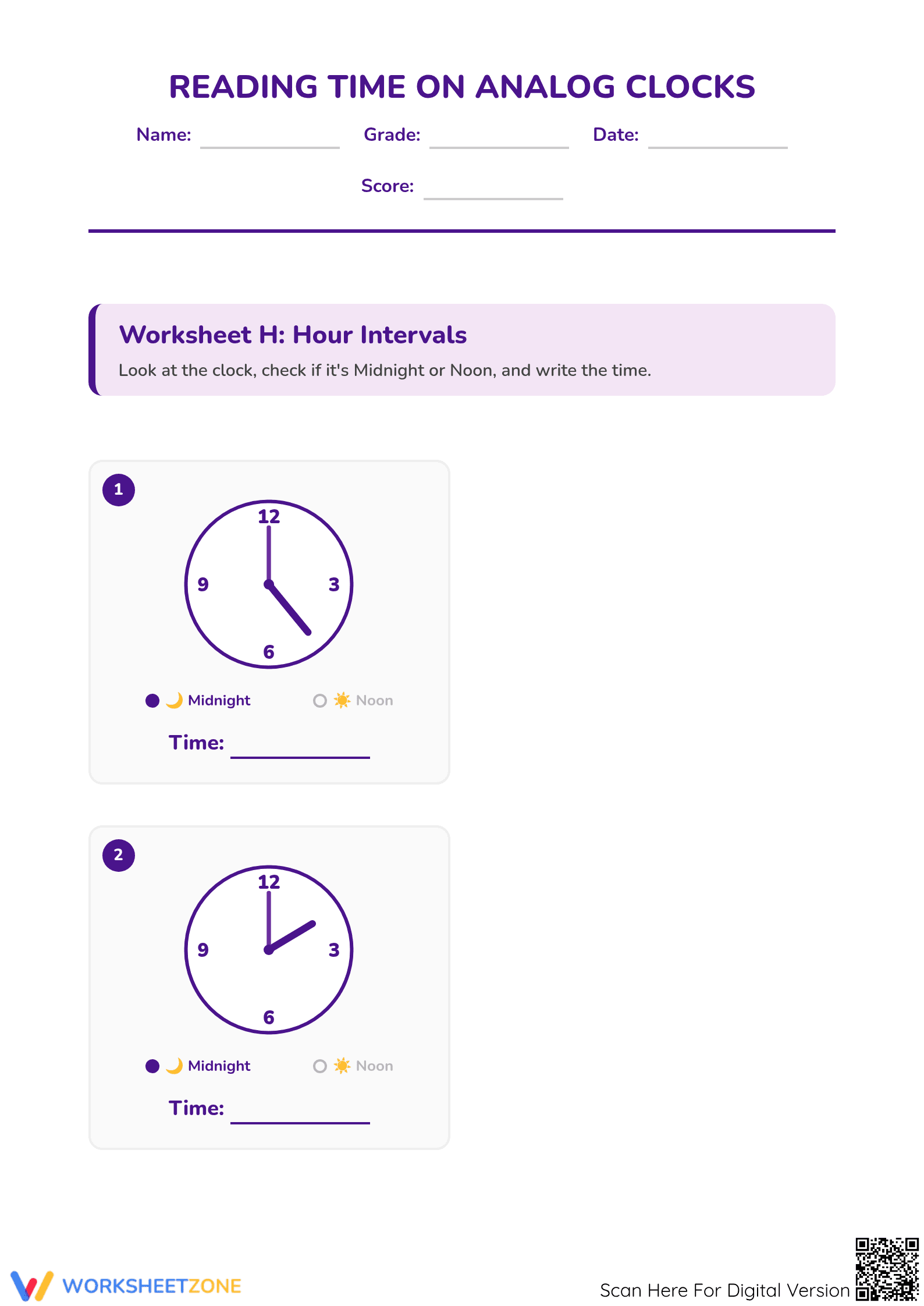 Essential Reading Time Worksheet | Grade 2-4 Math - Page 1