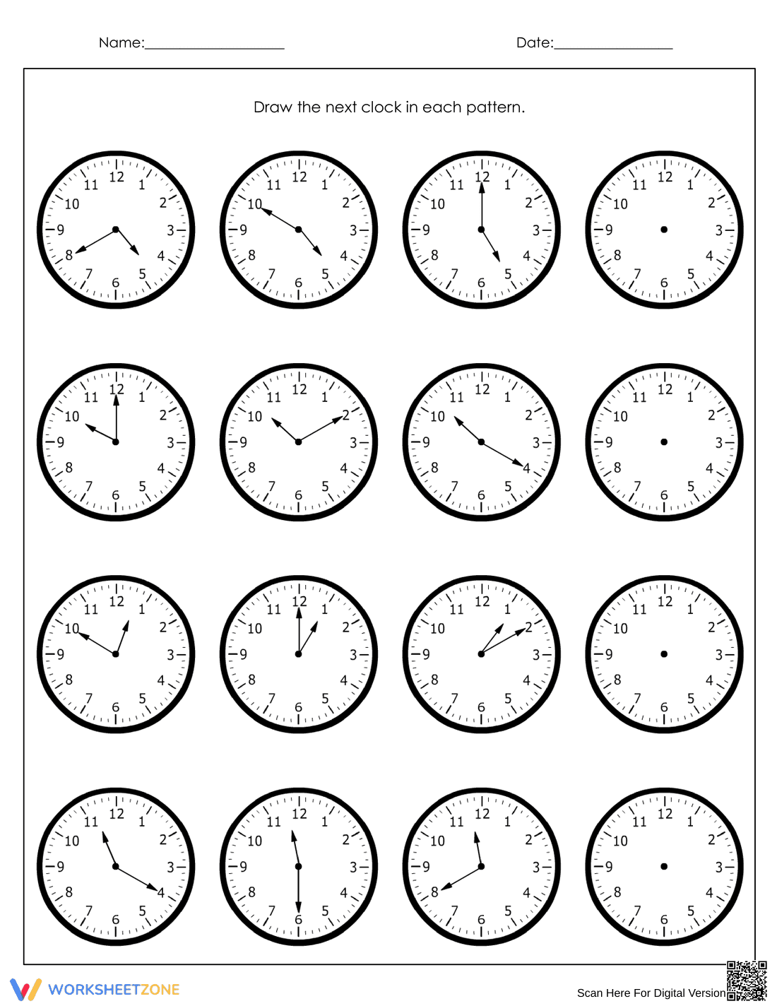 Write the Time on the Clock Worksheet - Page 1
